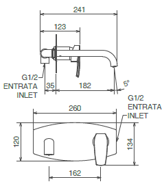 scheda tecnica miscelatore lavabo Studio